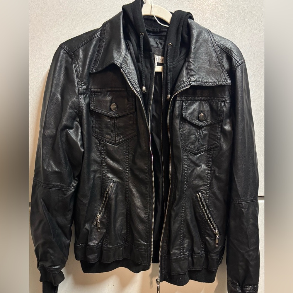 DownEast Black Leather Bomber Jacket